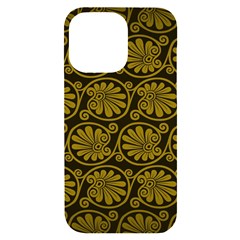 Yellow Floral Pattern Floral Greek Ornaments Iphone 14 Pro Max Black Uv Print Case by nateshop