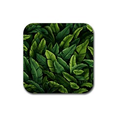 Green Leaves Rubber Coaster (square) by goljakoff