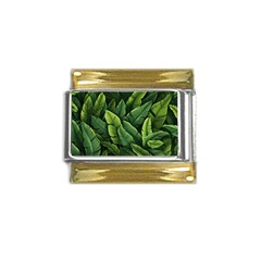 Green Leaves Gold Trim Italian Charm (9mm) by goljakoff