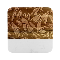 Green Leaves Marble Wood Coaster (square) by goljakoff