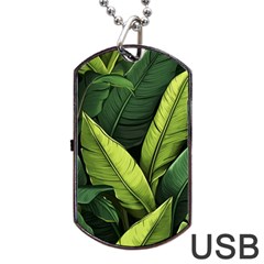 Banana Leaves Pattern Dog Tag Usb Flash (two Sides)