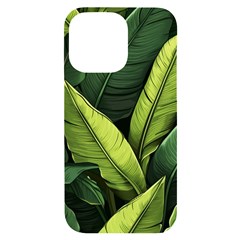 Banana Leaves Pattern Iphone 14 Pro Max Black Uv Print Case by goljakoff
