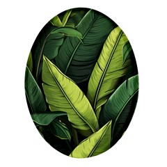 Banana Leaves Pattern Oval Glass Fridge Magnet (4 Pack) by goljakoff