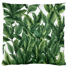 Tropical Leaves Large Premium Plush Fleece Cushion Case (two Sides) by goljakoff