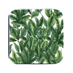 Tropical Leaves Square Metal Box (black) by goljakoff