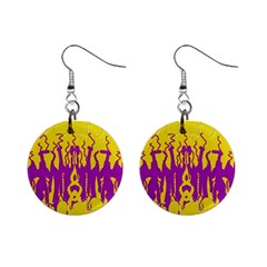 Yellow And Purple In Harmony Mini Button Earrings