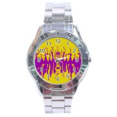 Yellow And Purple In Harmony Stainless Steel Analogue Watch by pepitasart