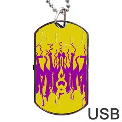 Yellow And Purple In Harmony Dog Tag Usb Flash (one Side)