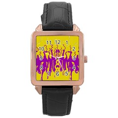 Yellow And Purple In Harmony Rose Gold Leather Watch 
