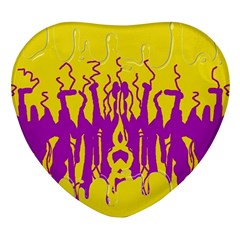 Yellow And Purple In Harmony Heart Glass Fridge Magnet (4 Pack)