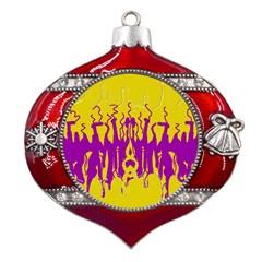 Yellow And Purple In Harmony Metal Snowflake And Bell Red Ornament