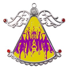 Yellow And Purple In Harmony Metal Angel With Crystal Ornament by pepitasart