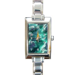 Mountain Birds River Sunset Nature Rectangle Italian Charm Watch