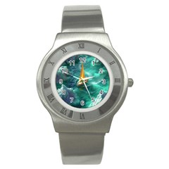 Mountain Birds River Sunset Nature Stainless Steel Watch