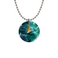 Mountain Birds River Sunset Nature 1  Button Necklace