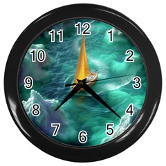 Double Exposure Flower Wall Clock (black)