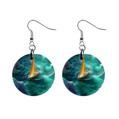 Dolphin Swimming Sea Ocean Mini Button Earrings by Cemarart