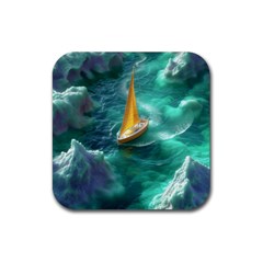 Dolphin Swimming Sea Ocean Rubber Coaster (square)