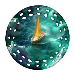 Dolphin Swimming Sea Ocean Ornament (round Filigree)