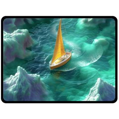 Dolphin Swimming Sea Ocean Two Sides Fleece Blanket (large)