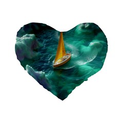 Dolphins Sea Ocean Standard 16  Premium Flano Heart Shape Cushions by Cemarart