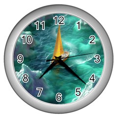 Moon Moonlit Forest Fantasy Midnight Wall Clock (silver)