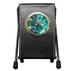 Moon Moonlit Forest Fantasy Midnight Pen Holder Desk Clock