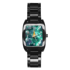 Moon Moonlit Forest Fantasy Midnight Stainless Steel Barrel Watch