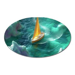 Dolphins Sea Ocean Water Oval Magnet