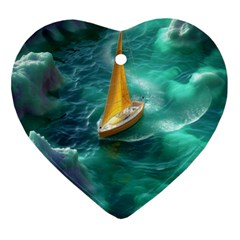 Dolphins Sea Ocean Water Heart Ornament (two Sides)