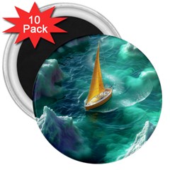 Silk Waves Abstract 3  Magnets (10 Pack) 