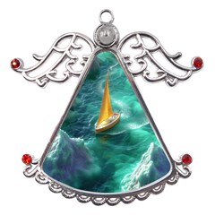 Dolphins Sea Ocean Water Metal Angel With Crystal Ornament