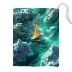 Silk Waves Abstract Drawstring Pouch (5xl)