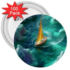 Seascape Boat Sailing 3  Buttons (100 Pack) 
