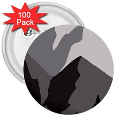 Mountain Wolf Tree Nature Moon 3  Buttons (100 Pack) 