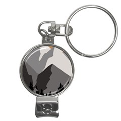 Mountain Wolf Tree Nature Moon Nail Clippers Key Chain by Cemarart