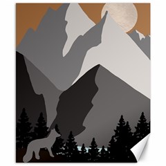 Mountain Wolf Tree Nature Moon Canvas 8  X 10 