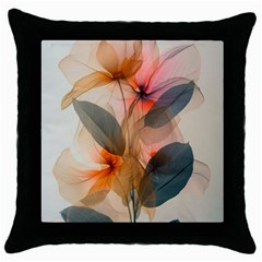 Double Exposure Flower Throw Pillow Case (black)