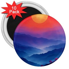 Valley Night Mountains 3  Magnets (10 Pack) 