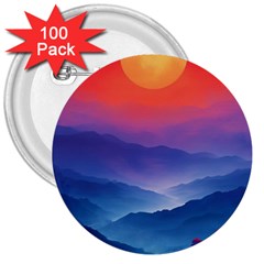 Valley Night Mountains 3  Buttons (100 Pack) 