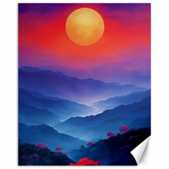 Valley Night Mountains Canvas 16  X 20 