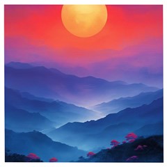 Valley Night Mountains Wooden Puzzle Square by Cemarart