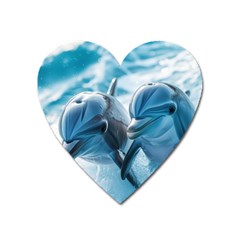 Dolphin Swimming Sea Ocean Heart Magnet