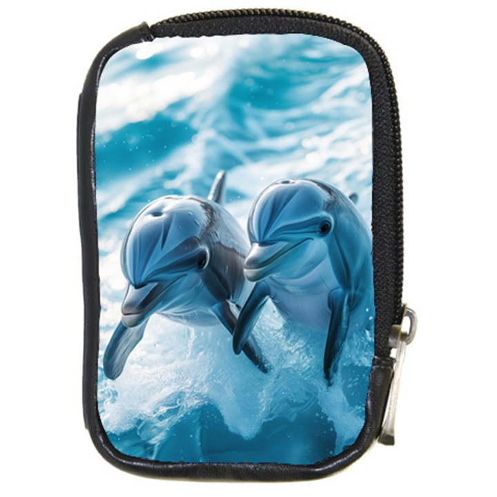 Dolphin Swimming Sea Ocean Compact Camera Leather Case