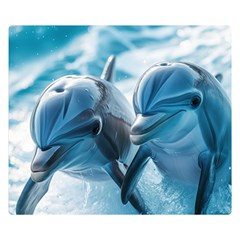 Dolphin Swimming Sea Ocean Two Sides Premium Plush Fleece Blanket (small)