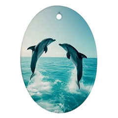 Dolphin Sea Ocean Oval Ornament (two Sides)