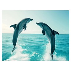 Dolphin Sea Ocean Two Sides Premium Plush Fleece Blanket (extra Small) by Cemarart