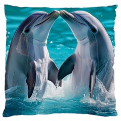 Dolphins Sea Ocean Large Cushion Case (two Sides) by Cemarart