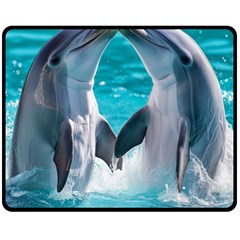 Dolphins Sea Ocean Two Sides Fleece Blanket (medium) by Cemarart