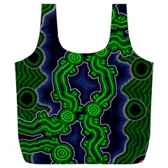 Authentic Aboriginal Art - After The Rain Full Print Recycle Bag (xl) by hogartharts